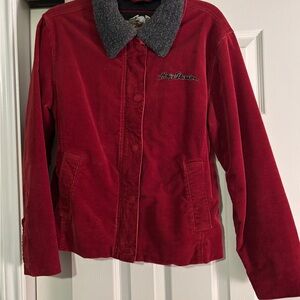 Harley-Davidson Dark Red Corduroy Jacket with Gray Sherpa Collar